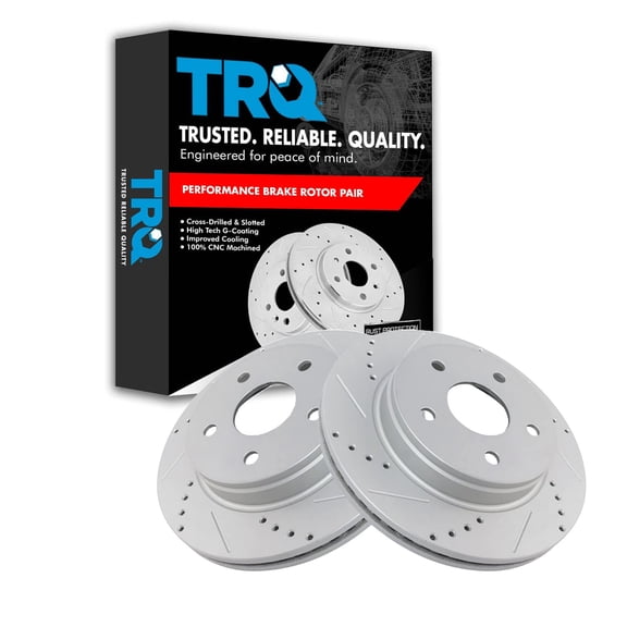 TRQ Front Performance Brake Rotors Set Premium G-Coated Fits Select 2007-2009 Chrysler Aspen 2004-2009 Dodge Durango 2002-2010 Ram 1500 2011-2018 Ram 1500 2019-2022 1500 Classic