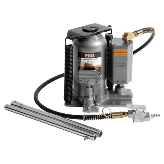 Jet 456620 AHJ-20 Heavy Duty Steel 20 Ton Air and Hydraulic Bottle Jack, Black