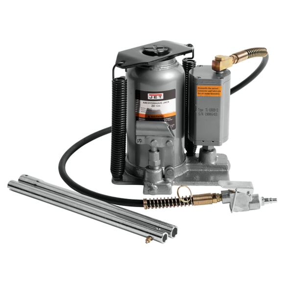 Jet 456620 AHJ-20 Heavy Duty Steel 20 Ton Air and Hydraulic Bottle Jack, Black