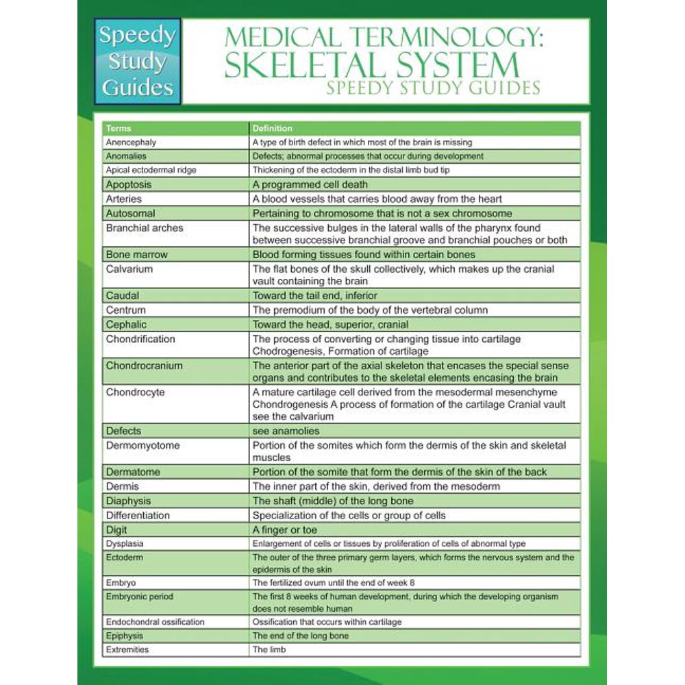 Medical Terminology Skeletal System (Speedy Study Guides) Walmart