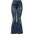 thumbnail image 2 of H&Y Women's 70s Trendy Sexy Rhinestone Studded Flare Fitted High Waist Bell Bottom Denim Jeans, 2 of 4