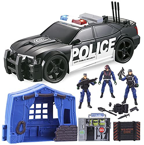 Police Car Toys JOYIN 3 Packs Emergency Vehicle Playset Birthday Gifts for Boys Girls 2,3,4,5,6,7,8+ Years Old Friction Powered Car with Lights and Sounds Ambulance Truck Pretend Helicopter 