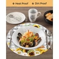 thumbnail image 3 of 13 Inch Round Placemats Set of 6, Sunflowers Dog Non Slip Heat Insulation PP Table Mats, Spring Watercolor Floral Stars Grey Plaid Washable Place Mats for Kitchen Dining Party Table Decor, 3 of 7