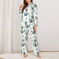 thumbnail image 2 of Yiaed Anchors And Shells Print Pajamas Women's Long Sleeve Sleepwear Soft Button Down Loungewear Pjs Lounge Set Nightwear Womens Pajama Pants-X-Large, 2 of 7