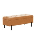 thumbnail image 2 of Andeworld Ottoman with Storage Bench, Modern Velvet Upholstered Rectangular Tufted Footstool Bench, Large Storage Bench for Bedroom,Living Room,Entryway (Brown), 2 of 6