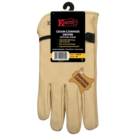 KINCO Unlined Cowhide Work Gloves Medium Construction Farm 1 Pair