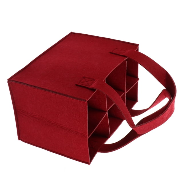 unbranded 1Ud Bolsa Tote De Fieltro Roja Para Vino Con Costuras Finas Y Material Duradero