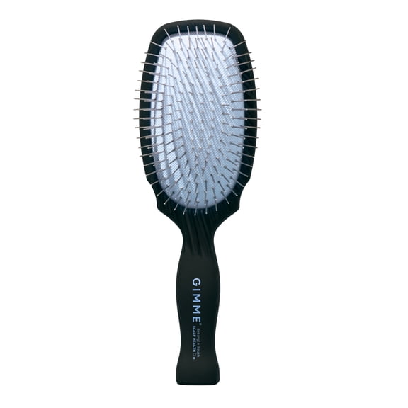 Gimme Beauty Metal Bristle Brush - Stainless Steel Bristles for Healthy Shine - Designed to Detangle Hair Types - Supports Scalp Care - Hair Brush with Comfy Handle