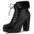 thumbnail image 1 of Unique Bargains Bottines à Plateforme à Talon Épais à Lacets Pliables pour Femmes, 1 of 7