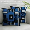 thumbnail image 3 of GOSMITH  Black Blue Geometric Decorative Cushion Pillow Covers Modern Geometric Grey Black and Red Grid Stripe Decor Irregular Home for Couch Bed, 3 of 5