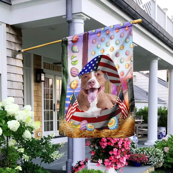 Easter Pit bull American Flag - Garden Flag (11.5" x 17.5")