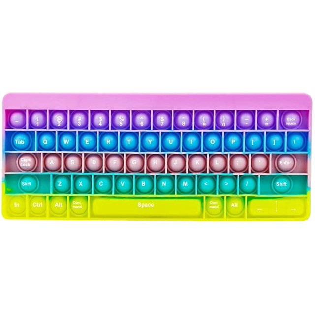 Pop It Fidget, Push Pop Bubble Fidget Sensory Rainbow Forma de teclado Pop On It, Fidget Popper Materiales de aprendizaje Ansiedad Alivio del estrés para niños Adultos Autismo, Add, Adhd Adepaton WMCH-418
