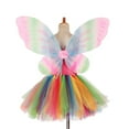 thumbnail image 5 of Dress for Girls Baby Summer Sleeveless Casual Rainbow Tutu Mesh Outwear Dress with Wing Girl Dresses Orange 6-7 Years, 5 of 6