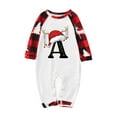 thumbnail image 3 of Odeerbi Christmas Pajamas for Family Holiday Long Sleeve Initial Name Family Christmas Pajamas Matching Sets Baby Printed Home Wear Two-Piece Sleepwear Xmas Family Matching PJs Set Red, 3 of 7