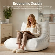 Cottinch Giant Bean Bag Chair Lazy Floor Sofa for Adults, Teens, Memory Foam Sofa Fireside Togo Chair Suede Lounger Couch for Living Room, Bedroom, White
