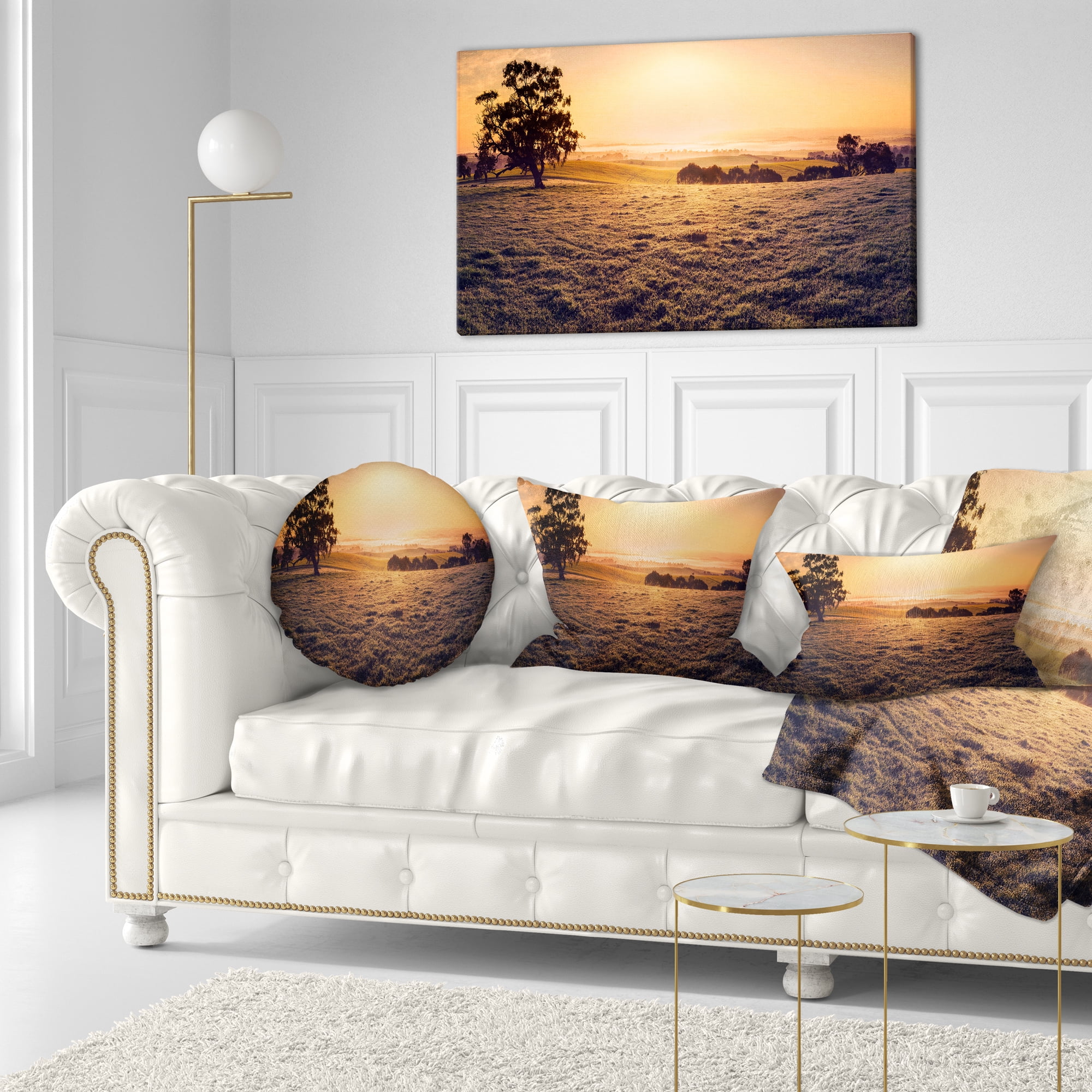 Designart Field of Dreams Panorama - Landscape Printed Throw Pillow - 12x20
