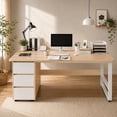 thumbnail image 1 of Escritorio para Computadora con 3 Cajones, Mesa de Oficina Minimalista con Patas Reforzadas y Amplio Espacio, Ideal para Estudio, Gaming y Trabajo, 1 of 8