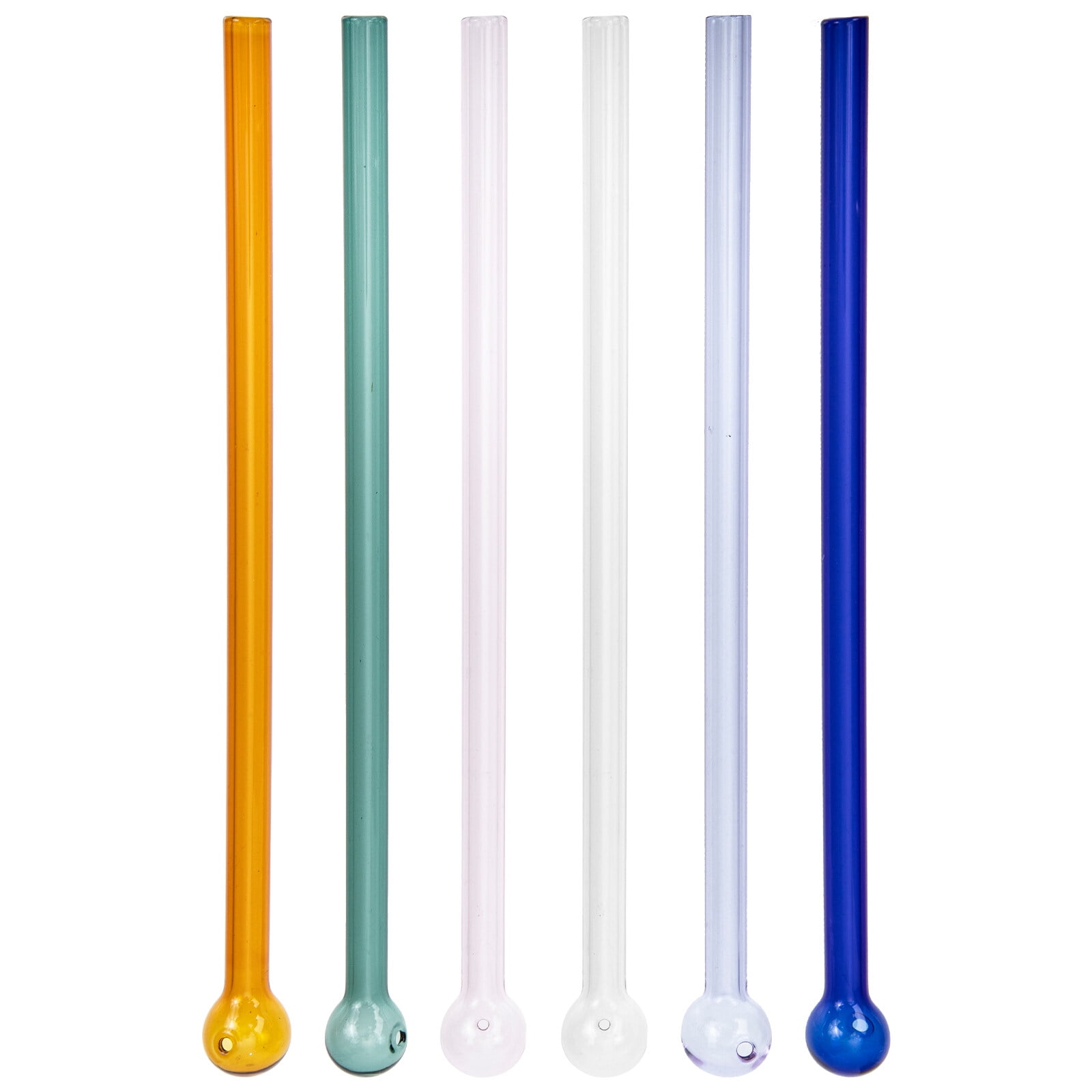 6Pcs Glass Drinking Straws Round Head Glass Straw Glass Cocktail Straw Drinking Supplies