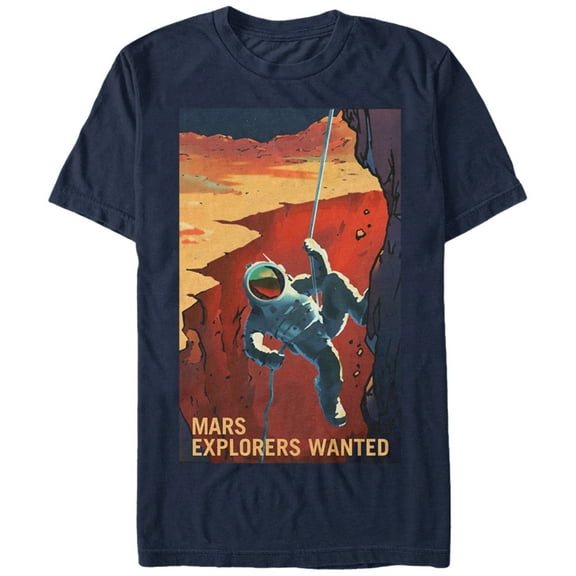 Men's NASA Mars Explorers Wanted  Graphic Tee Navy Blue 3X Large