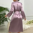 thumbnail image 6 of HUJlwoi Satin Nightgown Women Long Sleeve Silk Belted Robe Soft Lace Trim Kimono Sleepshirts Cozy Soomth Long Bathrobe Nightshirt, 6 of 7