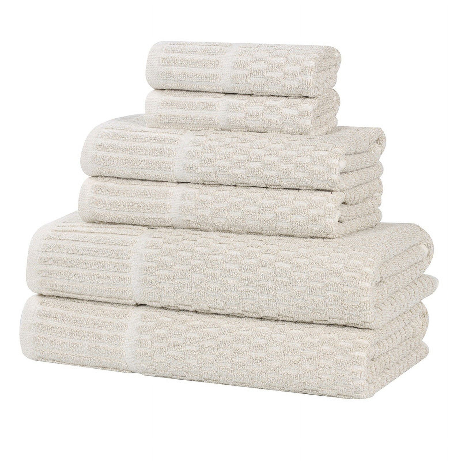Superior Juno Viscose Cotton Blend Medium Weight 6 Piece Towel Set, Beige