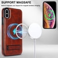 thumbnail image 6 of ELEHOLD Case for iPhone X/XS, Luxury PU Leather Anti-Scratch Magnetic Case with Invisible Kickstand for MagSafe Accessory,Brown, 6 of 8