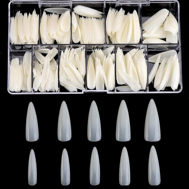 Puntas De Uñas Postizas - Puntas De Uñas Acrílicas 500 Piezas De Uñas Postizas De Cubierta Completa 10 Tamaños De Uñas De Aguja Con Estuche Para Arte De Uñas Diy