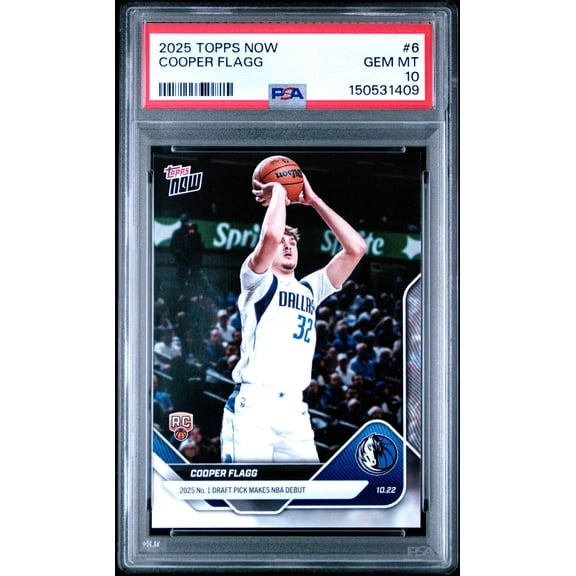 Graded 2025 Topps Now Cooper Flagg #6 Rookie RC Basketball Card PSA 10 Gem Mint