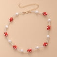 thumbnail image 2 of Bangcool Collier pour Femmes Collier Ras du Cou Perles Fraise Artificielle Collier Court, 2 of 10