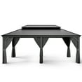 thumbnail image 2 of 12 ft. x 20 ft. Double Roof Hardtop Aluminum Patio Gazebo with Netting and Gray Curtains, 2 of 10