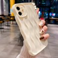 thumbnail image 3 of Water Ripple Pattern Case for iPhone 12 Soft TPU Shockproof Camera Protective Back Cover for Women Girl Curly Wave Frame Phone Case for iPhone 12 6.1 Inch White, 3 of 12