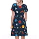 thumbnail image 1 of Disketp Space Cartoon para Vestido de Manga Corta para Mujeres, Vestidos de Verano para Mujeres, Casual y Holgado para la Playa, 1 of 6