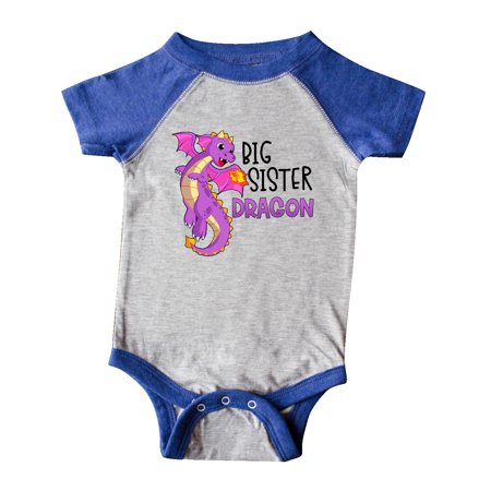 

Inktastic Big Sister Cute Purple Dragon Gift Baby Girl Bodysuit