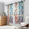 thumbnail image 2 of Yayeee Window Curtains Set of 2 for Living Room Light Filtering 63"x52", Blue Art Pattern, 2 of 7
