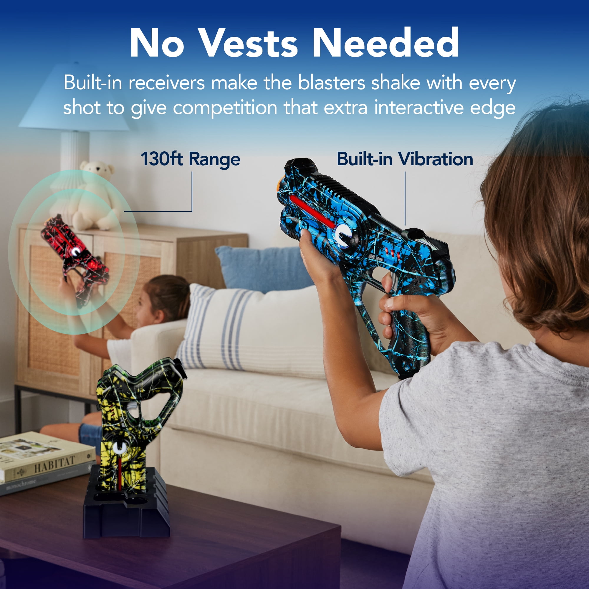 Best Choice Products Rechargeable Laser Tag Set 4 Pack, No Vest Needed, Kids Adults Game - Graffiti Red/Blue/Green/Yellow