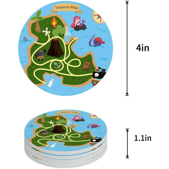 FMSHPON Octopus Set of 8 Round Coaster for Drinks, Absorbent Ceramic Stone Coasters Cup Mat with Cork Base for Home Kitchen Room Coffee Table Bar Decor