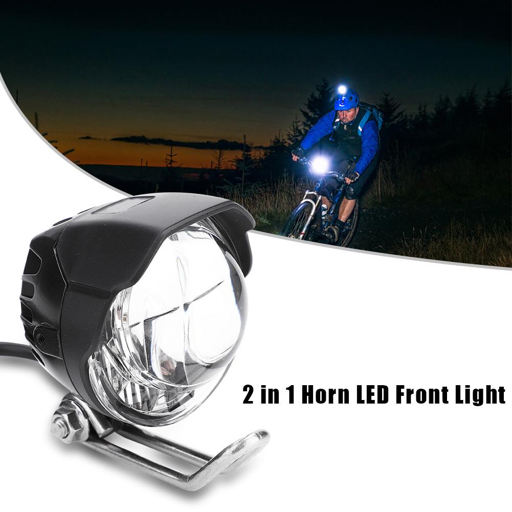 Electric Bike 12V-80V LED Headlight EBike Scooter Front Spotlight W// Horn Switch