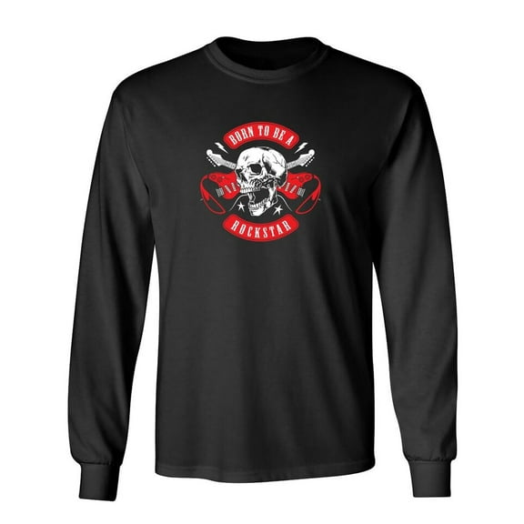 Born To Be A Rockstar Sarcastic Humor Novelty Men's Long Sleeve Shirts