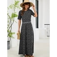 thumbnail image 4 of Chiclily Women's Summer Short Sleeve Maxi Dress with Pockets - Soft Casual Loose Long Boho Sundress for Beach & Vacation, Polkadots Black Size M, 4 of 7