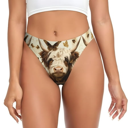 Thongs for Women - Butterfly Cow Barrel No Show Seamless Womens Thongs Underwear  Stretch G String Thongs for Women  Ladies Breathable Thong Bikini Panties Briefs