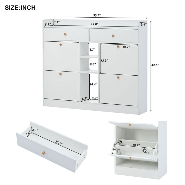 Dmora Modern Shoe Rack. Made In Italy. With 2 Doors. Entrance Shoe Rack.  Multi-Purpose Cabinet. 80X38H86 Cm. Glossy White Color White