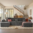 thumbnail image 3 of Vcatnet 135" Modular Sectional Sofa L Shaped Corduroy Couch Oversized Modern Minimalist Cloud Couch with Chaise for Living Room, Gray, 3 of 10