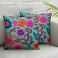 thumbnail image 3 of GOSMITH  Ethnic Chair Seat Throw Pillow Cover Suzani Pear Green Indian Pom Pom Lace Multi-Color Floral Cushion Covers, 3 of 5