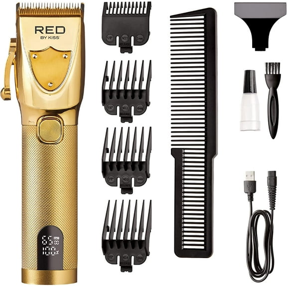 RED by Kiss Cordless Hair Clippers, Hair Trimmer for Professional Haircut, Grooming Kit for Men Ultra Clean-Cut Clipper