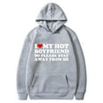 thumbnail image 1 of Penkiiy J'aime Mon Copain J'adore Mon Copain Chandail à Capuchon Unisexe pour Hommes Chandail en Molleton Pulls Imprimé de la Saint-Valentin Survêtement Veste S Gris, 1 of 2