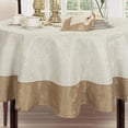 thumbnail image 2 of Newbridge Valencia Two Tone Bordered Damask Fabric Tablecloth, Wrinkle and Stain Resistant Dining Room, Party and Banquet Tablecloth, 60” Wide x 102” Oval, Antique Ivory/Gold, 2 of 7