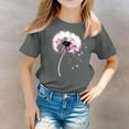 thumbnail image 2 of PINQI Kids Graphic Tees Cute Cat Sunflower T Shirts Girls Summer Short Sleeve Tops Cotton Crewneck Athletic Basic Tee, 2 of 5