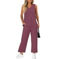 thumbnail image 6 of GXIPO 2 Piece Summer Sets for Women – Casual Wide Leg Crop Pants Lounge Wear Vermilion XL, 6 of 6