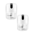 thumbnail image 1 of Oleegame 2PC Electric Food Chopper Small Garlic Chopper Vegetable Chopper Cordless USB Charging Kitchen Food Masher Tools 250ml White, 1 of 6