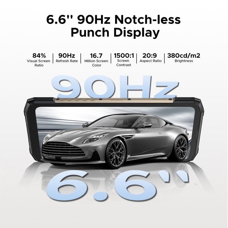 DOOGEE Blade 20 Turbo 5G Rugged Phone Unlocked,Gemini AI,10300mAh/33W,32GB+256GB/TF 2TB,Dimensity 7050,6.6”HD+90Hz,50MP+16MP,Android 15 Rugged Smartphone,Face ID/NFC/WiFi6/IP68/IP69K/3 Card Slot